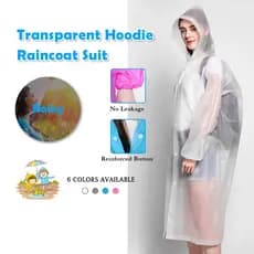 Kit 2 Capas de Chuva com Gabardina grossa e comprida transparente reforçada Reutilizável