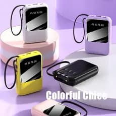 Mini Banco De Potência Carregamento Rápido 3 Cabos Display Digital Powerbank Bateria Externa Portátil
