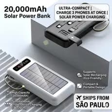 20.000mah Carregador Portátil Power Bank Solar 5 Em1 LED lanterna COM Saida 4 Cabos