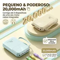 Mini Banco De Potência De Carregamento Rápido , 3 Cabos , Display Digital , Bateria Externa Portátil , Envio De São Paul