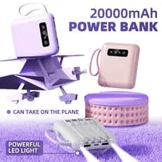 Carregador portátil de 20000mAh, equipado com 4 cabos de carregamento rápido LED Digital Power Bank
