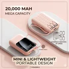 Mini Banco De Potência Carregamento Rápido 3 Cabos Display Digital Powerbank Bateria Externa Portátil