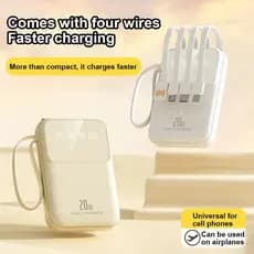 Mini Banco De Potência De Carregamento Rápido , 3 Cabos , Display Digital , Bateria Externa Portátil , Envio De São Paul
