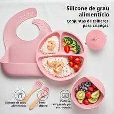 Conjunto de utensílios de silicone para bebês, 6-10 peças, utensílios antiderrapantes[Em estoque]