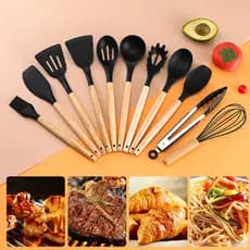 Kit 5/12/19 Peças Utensílios De Cozinha Colheres Espatula Silicone，Sem BPA[Em estoque]