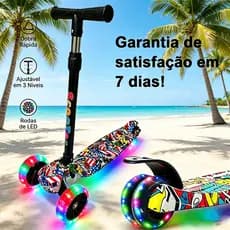 patinete infantil dobrável skate ajustável até 70kg-om LED Luz Graffiti，Quatro níveis de altura