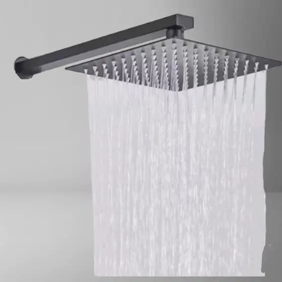 Chuveiro 20x20 Preto Aço Inoxidável 304 Quadrado Reto/Articular Banheiro Piscina Área Externa