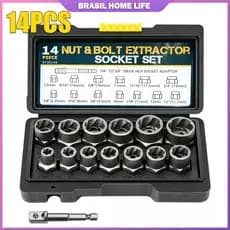 Kit 14 Extratores de Impacto para Parafusos e Porcas Quebradas Manutenção Automotiva