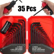 Kit Chave Torx e Allen 35 Peças Aço Cromo Vanadium Reforçado Ferramenta Mecânica
