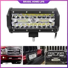Farol de Barra Alta Potência 40 LED 120W 12-60V 17cm IP65 Luz Branca Fria