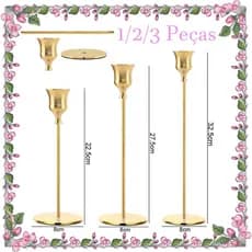 1/2/3 Peças Suporte de castiçal, suporte de vela - para velas cônicas para velas e velas de LED, aniversário, casamentos