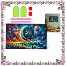 40 x 70 cm, Pintura com diamantes quadrados 5D, Conjunto de arte com diamantes Costa da Estrela e da Lua, artesanato DIY