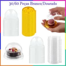 30/60 Pçs Caixas de transporte bolo, Caixa de recipiente de bolo de plástico transparente com tampas de cúpula e placas