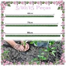 Estacas de jardim de 60/75/90 cm, 8 mm de diâmetro para plantas internas e externas, estacas de tomate de aço resistente