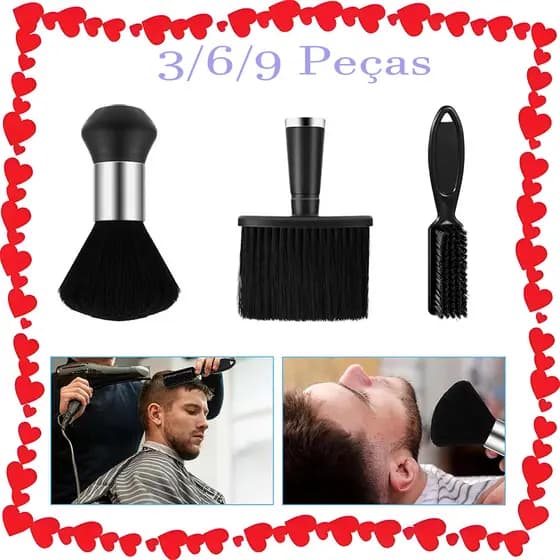 3/6/9 Peças Escova de cabelo de barbeiro e macia para corte de cabelo, limpeza de rosto, escovas de varredura de cabelo