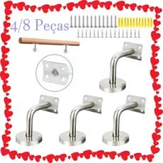Trilho de apoio de braço de aço inoxidável de 4/8 peças para braços de parede, suporte de apoio de braço com parafusos d