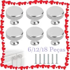 26 x 30 mm, puxadores redondos Prateado para gavetas de armários, puxadores decorativos para gavetas, para cozinha