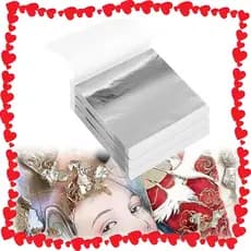 300 Peças Folhas de prata para Restauração Douramento Artesanato, Decorativo (prata), 8,5 x 8 cm, decoração de móveis