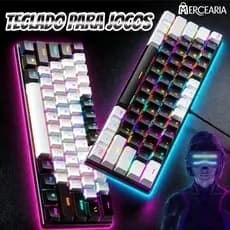 Teclado para jogos com fio 61-Key RGB Backlight Mini Compact USB-C Cabo de alimentação plugável-MC