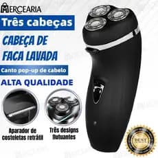 Máquina De Barbear Masculina Recarregável 220V 4D 3 Cabeças | TDU 220V Homens Elétrico Barbeador De Barba De Cabeça-MC