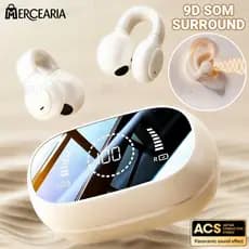 Fone de ouvido de condução óssea com clipe de ouvido sem fio, Fone de Ouvido Bluetooth sem fio LED Display Inteligente-M
