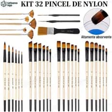 Kit 32 Peças Pincéis De Pintura Para Acrílica Cerdas De Nylon Premium Com Redondo Filbert Plano Ventilador 32PCS-UR