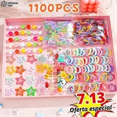 Conjunto De Acessórios Para Cabelo De Desenho Animado De 1100 Peças |Disponível em vários padrões, Presente para criança