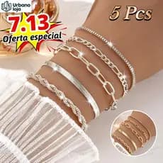 5 pcs pulseiras em aço inoxidável hipoalergênico não escurece a prova d’água-UR