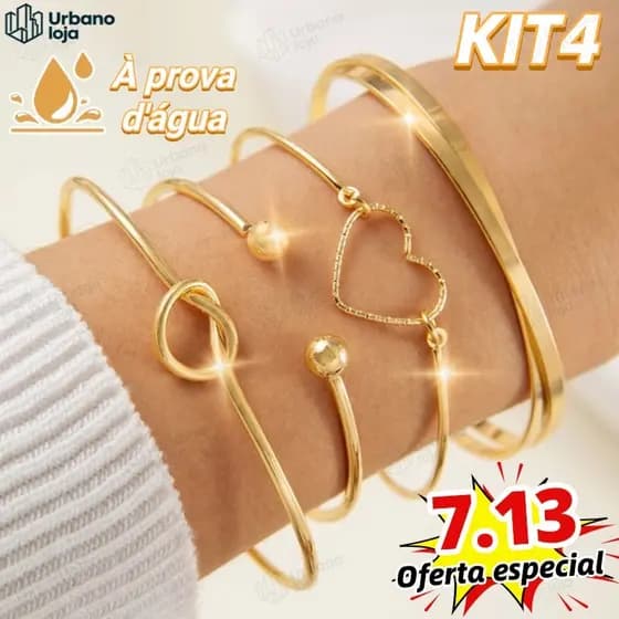 4 pcs pulseiras em aço inoxidável hipoalergênico não escurece a prova d’água Minimalista Empilhável-UR