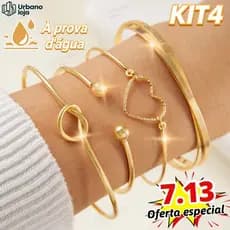 4 pcs pulseiras em aço inoxidável hipoalergênico não escurece a prova d’água Minimalista Empilhável-UR