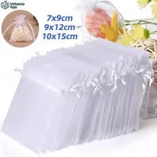 Kit 100/50/25/10 Un Saco Saquinho Organza Tule Saquinho 7x9 9x12 10x15 Festa Casamento (Escolha A Cor)-UR