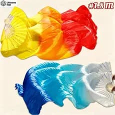 2PCS Ventiladores De Dança Do Ventre Véu De Bambu Ventilador De Seda DIY 1.8M-UR