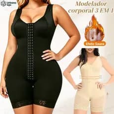 Modelador de corpo estilo europeu e americano com zíper na virilha inferior, redução de cintura, levantamento-UR