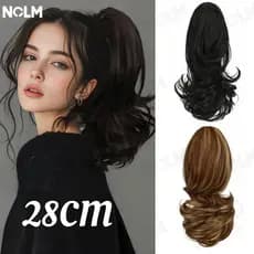 Extensão De Rabo De Cavalo Longo E Encaracolado – Peruca De Grampo De Cabelo Com Cordão Macio Para Mulheres Estilo Segur