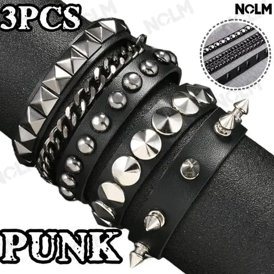 Moda Estilo Punk Gótico Rock Pulseira De Couro PU Festa Exclusiva Presente De Natal De Halloween ROCK PUNK