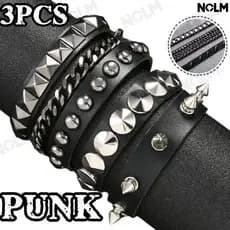 Moda Estilo Punk Gótico Rock Pulseira De Couro PU Festa Exclusiva Presente De Natal De Halloween ROCK PUNK