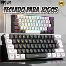 Teclado para jogos com fio 61-Key RGB Backlight Mini Compact USB-C Cabo de alimentação plugável-NOLM