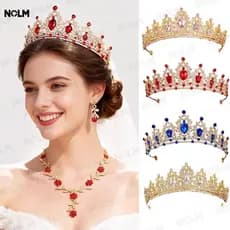 Novo Tiaras Barroco para Noivas, Coroa de Casamento em Cristal Europeu, Arco de Cabelo em Liga Colorida para Noivas-NO