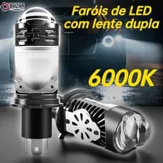Farol LED H4 Para Motocicleta-Lente De Projetor 10000LM Com Resfriamento De Ventilador Turbo 6000K