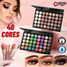 Paleta de Sombras com 40 Cores - Acabamento Matte e Shimmer, Alta Pigmentação, Efeito Esfumado e Longa Duração.