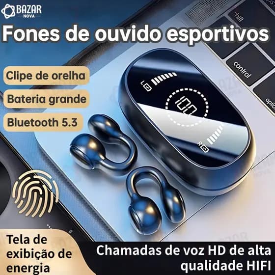 SPRISE M47 Fones De Ouvido Clipe De Orelha Bluetooth LED Display Inteligente On-Ear Mini Fone Cancelamento De Ruído De A