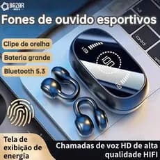 SPRISE M47 Fones De Ouvido Clipe De Orelha Bluetooth LED Display Inteligente On-Ear Mini Fone Cancelamento De Ruído De A