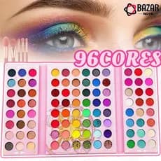 Paleta de Sombra 96 Cores Fosca Perolada Glitter Longa Duração Válida Até 2029