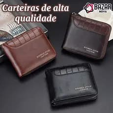 Carteira Masculina Com Zíper Colorido-Cartão Vintage De Couro PU De Grande Capacidade E Porta-Moedas