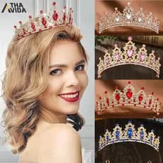 Tiaras Barroco para Noivas Coroa de Casamento em Cristal Europeu Arco de Cabelo em Liga Colorida para Noivas Aniversário