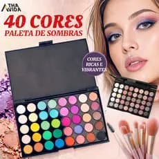 Paleta de Sombras com 40 Cores - Acabamento Matte e Shimmer, Alta Pigmentação, Efeito Esfumado e Longa Duração.