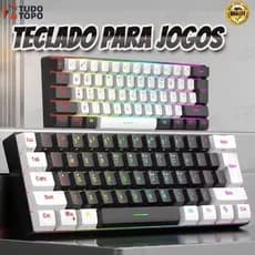 Teclado para jogos com fio 61-Key RGB Backlight Mini Compact USB-C Cabo de alimentação plugável