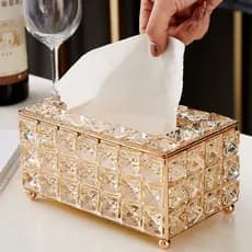 Caixa Porta Lenços De Papel Em Acrílico Cristal-Estilo Luxuoso Europeu com Design de adequado para sala de estar