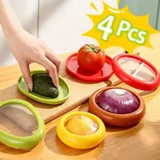 4 caixas de armazenamento de frutas/legumes de Silicone: reutilizáveis.