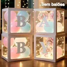 4 Cubos Baby Pintado 30CM Decoração de Festa Decoração Chá de Bebê e Revelação